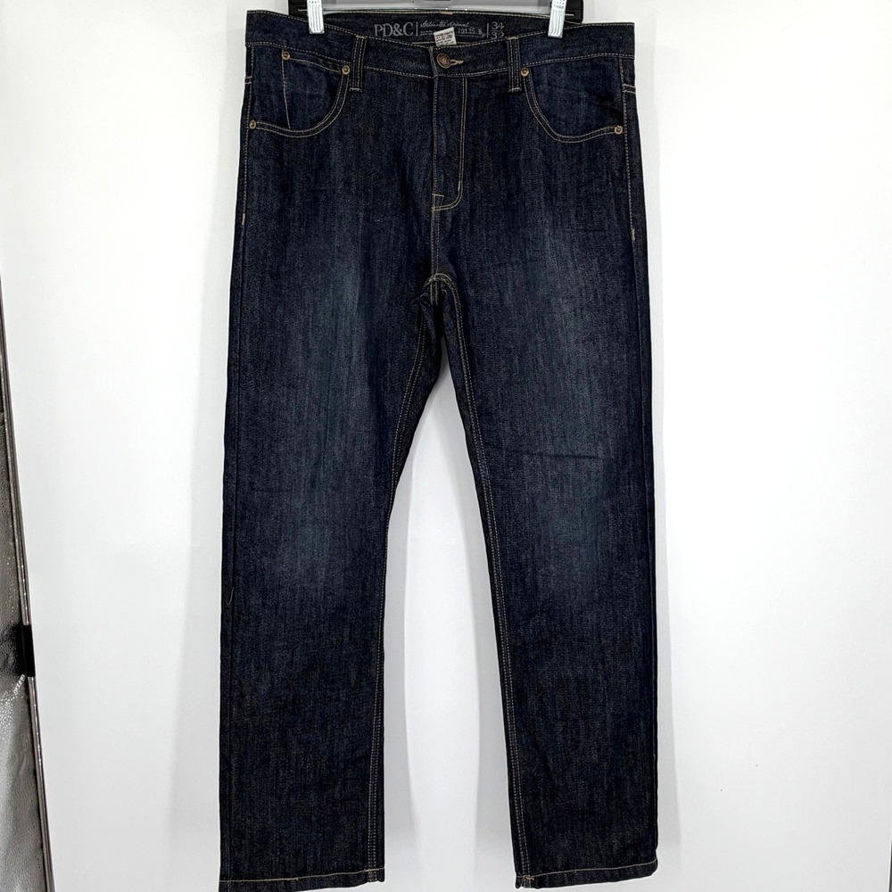 PD&C Dark Indigo Straight Leg Denim Jeans Mens 34x32 Classic